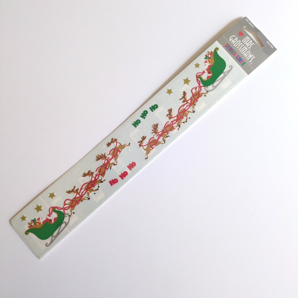 Vtg 90s Mrs. Grossman's Santa's Sleigh & Reindeer Stickers Christmas 2 Sheets